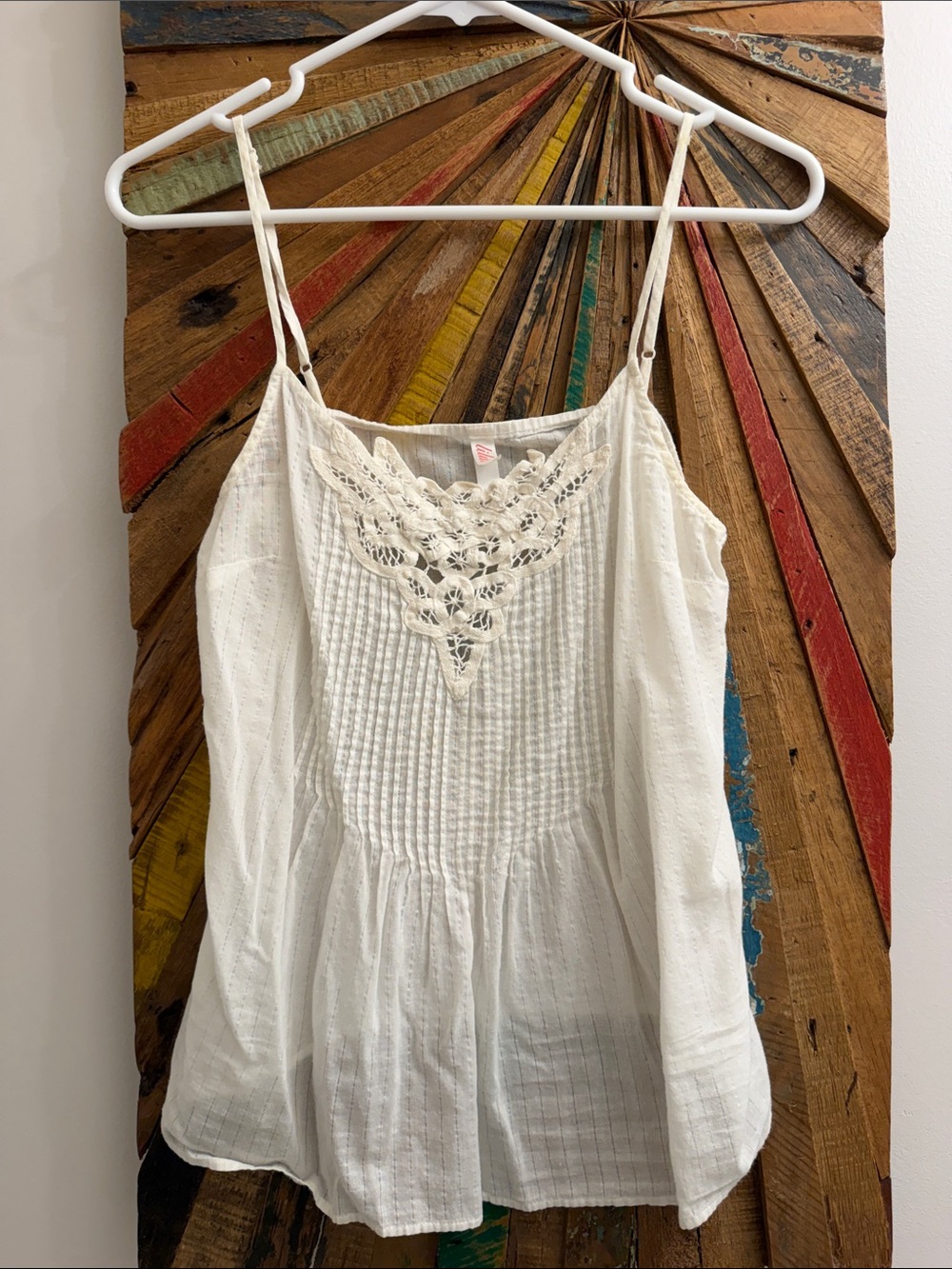 Lilu Cream Crochet-Trim Spaghetti Strap Camisole
